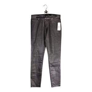 AG Adriano Goldschmied Farrah Skinny Ankle High Rise Gunmetal Black Sparkle 28